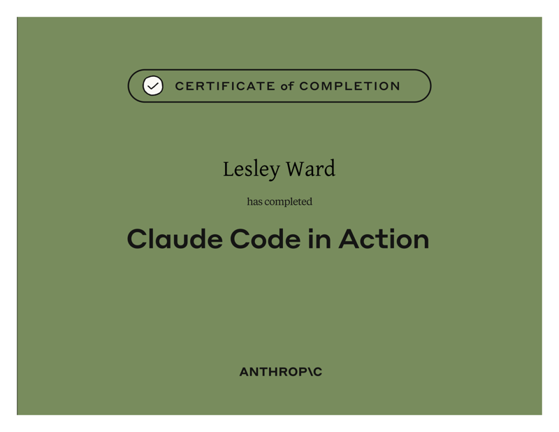 Claude Code in Action Certificate of Completion