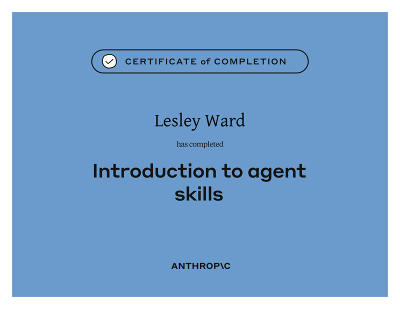 Introduction to Agent Skills Certificate of Completion
